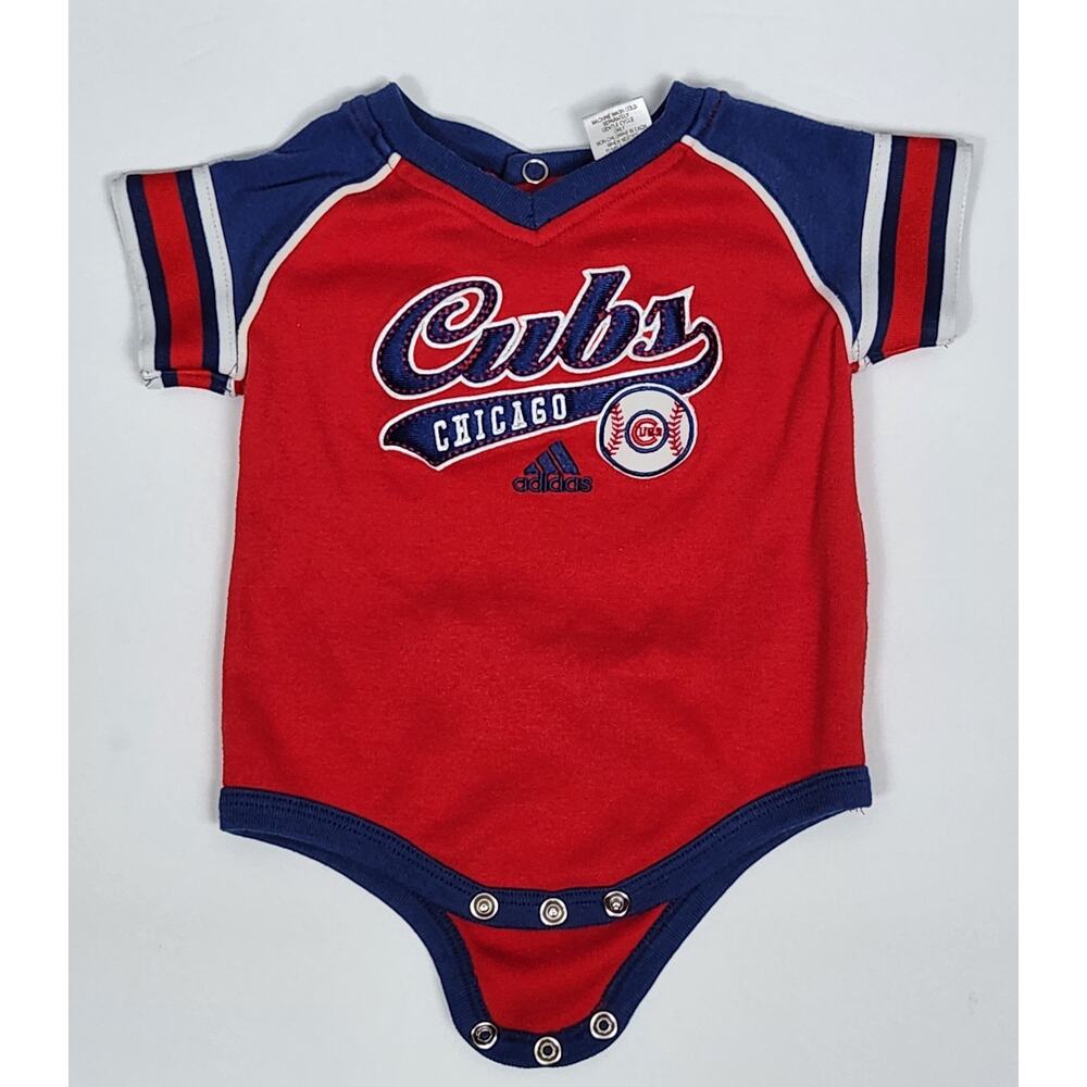 CHICAGO CUBS One Piece Baby 3-6 Months Red Adidas Baseball Short Sleeve